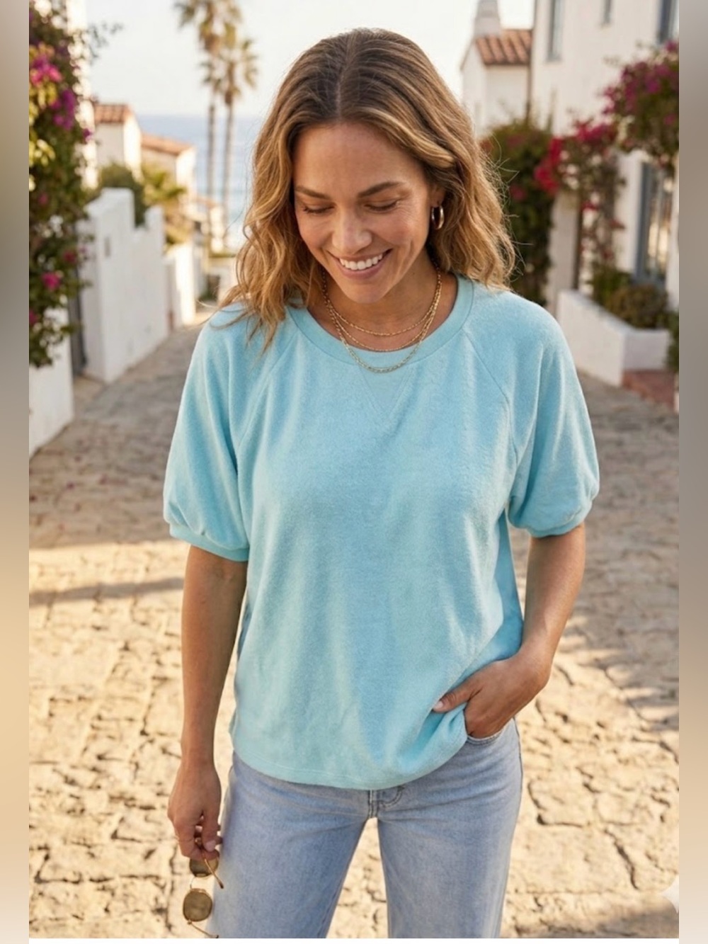 Sol Angeles Pastel Blue Relaxed Crew Tee - Picture 2 of 6